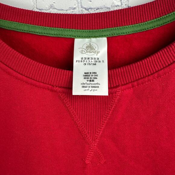 Disney Parks Christmas Sweater Mickey & Minnie Red COZY Crop Crewneck 2XL - Picture 4 of 9